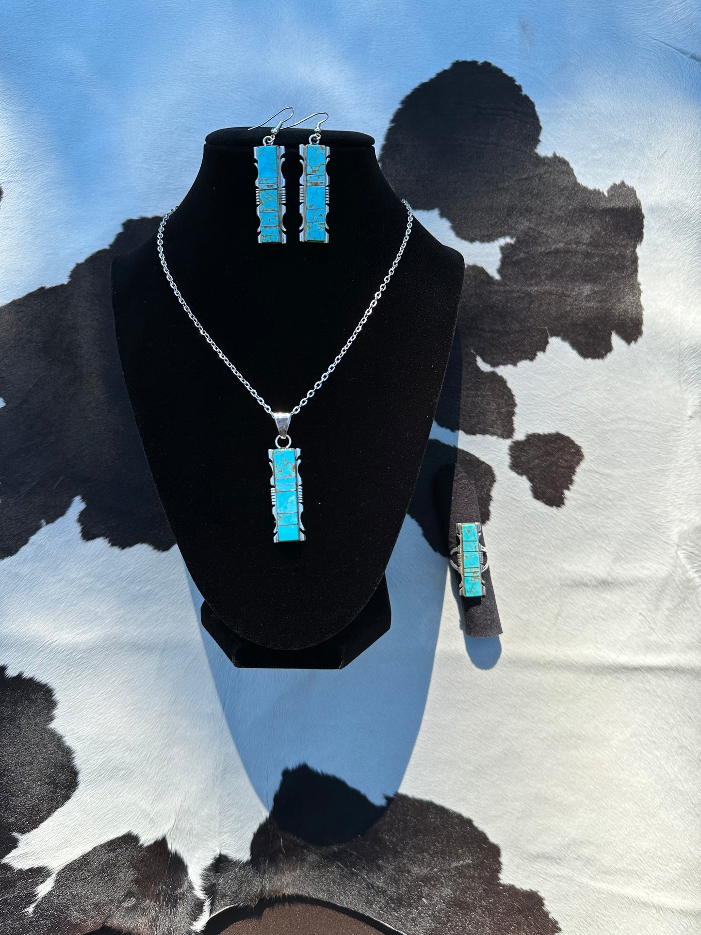 Turquoise 3pc Set Ring Earrings Pendant
