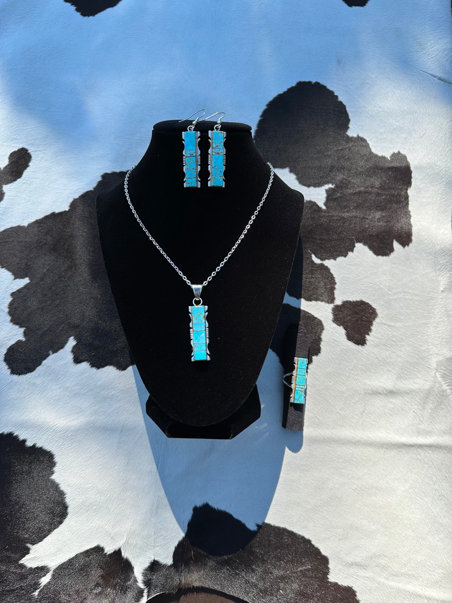 Turquoise 3pc Set Ring Earrings Pendant