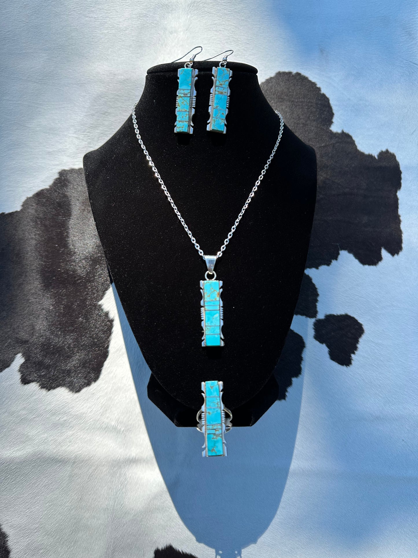 Turquoise 3pc Set Ring Earrings Pendant