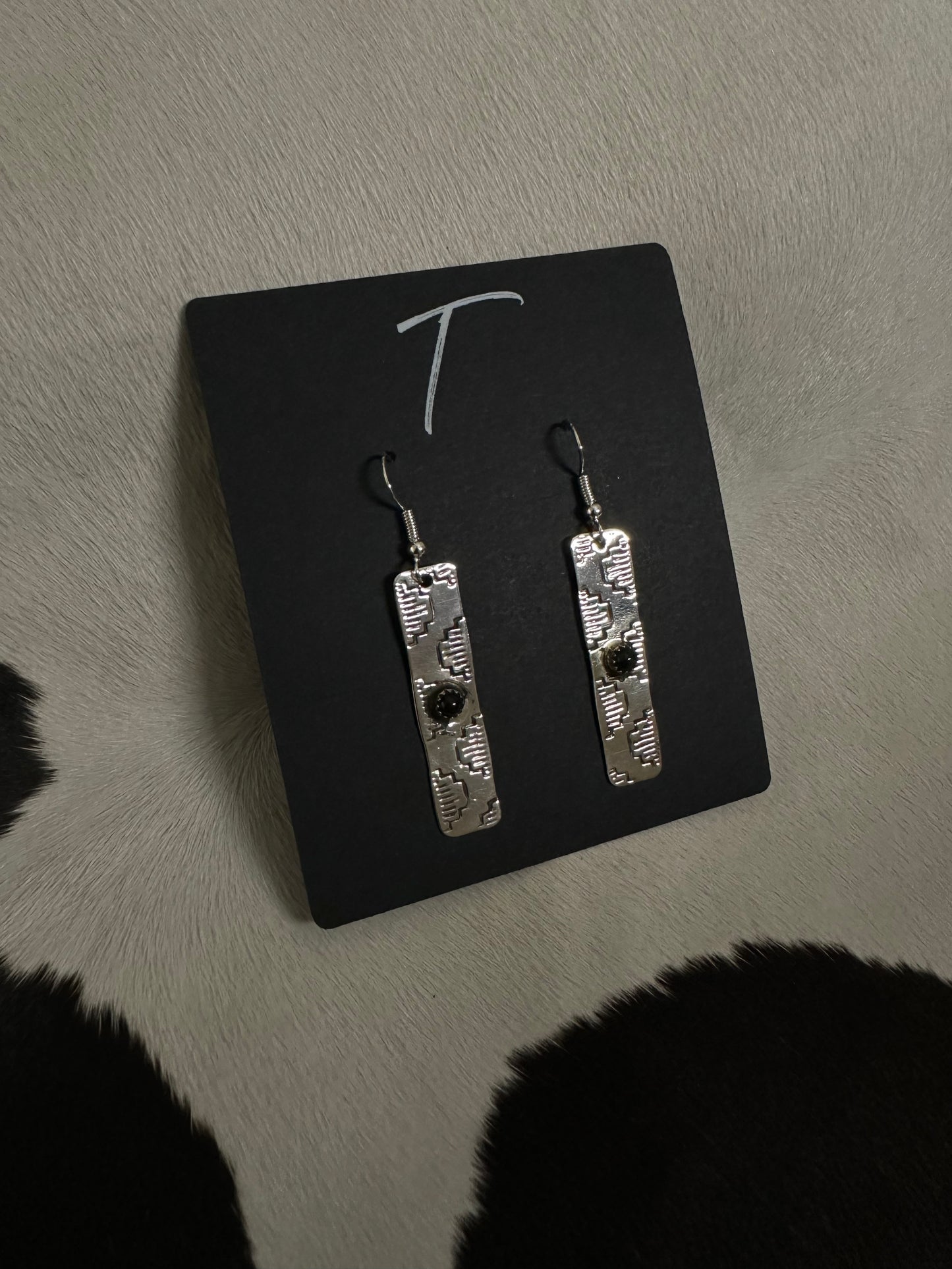 Black Onyx Navajo Design Earrings