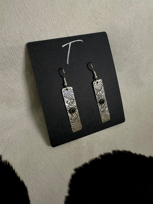 Black Onyx Navajo Design Earrings