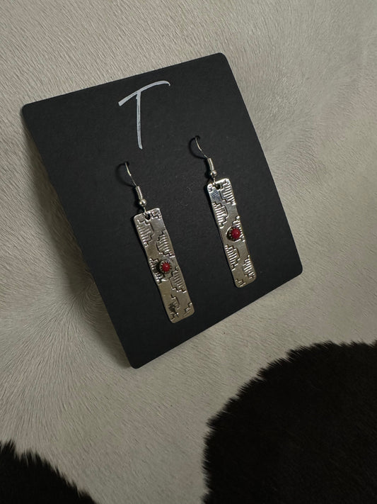 Coral Navajo Design Earrings