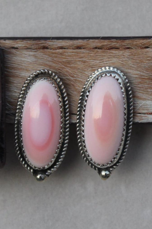 Pink Conch Earring Studs 10x22