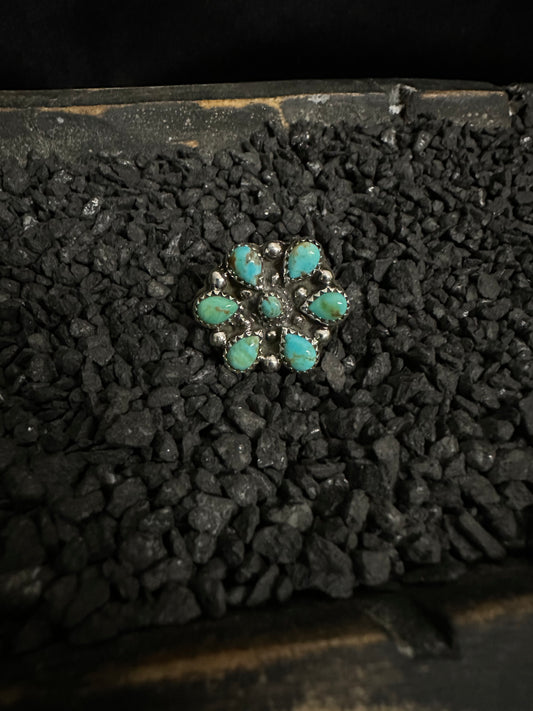 Turquoise Cluster Adjustable Ring